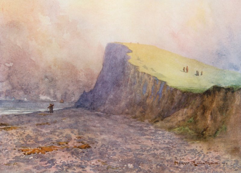 Campos de golfe: Sheringham, fora dos limites, a caminho do sétimo buraco (litografia a cores) de Harry (1878 1950) Rountree