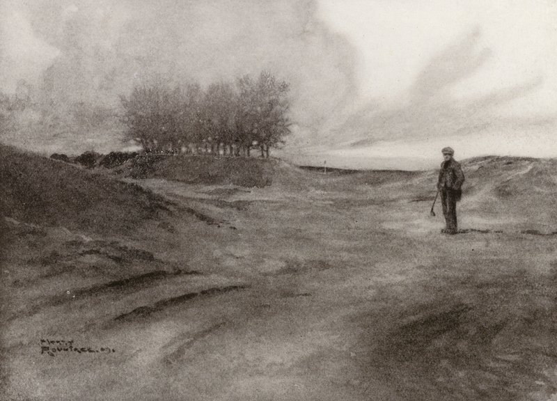 Campos de golfe: Wimbledon, no campo comum (litografia) de Harry (1878 1950) Rountree