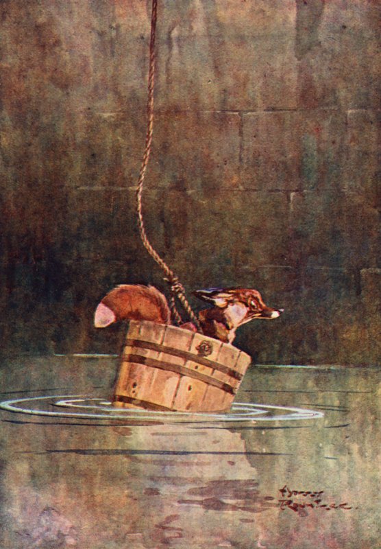 O Lobo e a Raposa (cor litho) de Harry Rountree