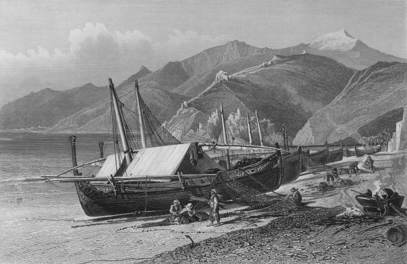 Ventimiglia on the Cornice Road (gravura) de Harry (after) Fenn