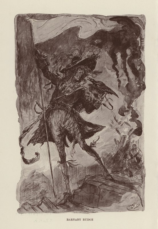 Ilustração para Barnaby Rudge de Charles Dickens (litografia) de Harry (after) Furniss