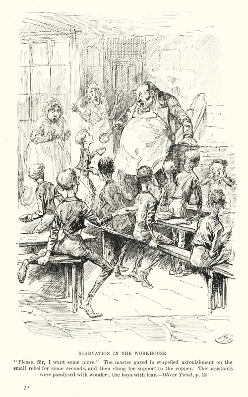 Ilustração para Oliver Twist de Charles Dickens (litografia) de Harry (after) Furniss