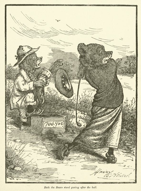 Ursos jogando golfe (cor litho) de Harry B Neilson