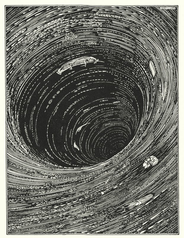 Edgar Allan Poe: Descida ao Maelstrom (litografia) de Harry Clarke