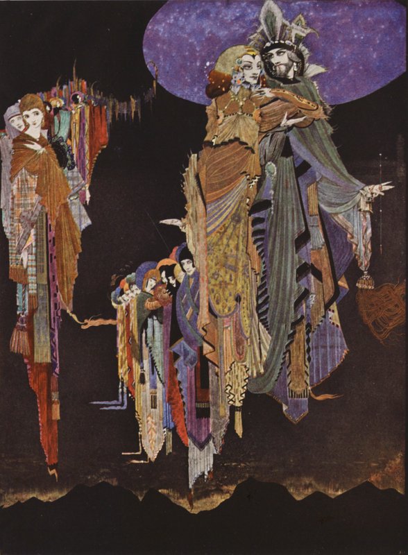 Edgard Allan Poe: O Colóquio de Monos e Una (litografia a cores) de Harry Clarke