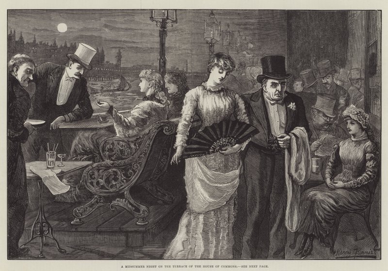 Uma noite de verão no terraço da Câmara dos Comuns de Harry Furniss
