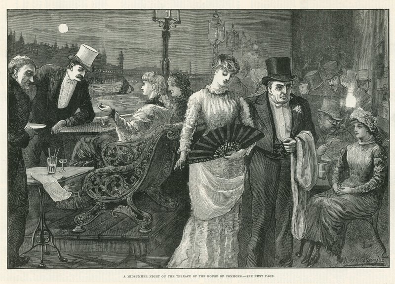 Uma noite de verão no terraço da Câmara dos Comuns de Harry Furniss