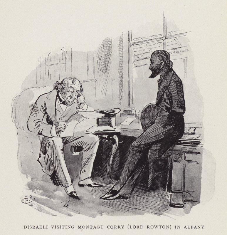 Disraeli visitando Montagu Corry (Lord Rowton) em Albany de Harry Furniss