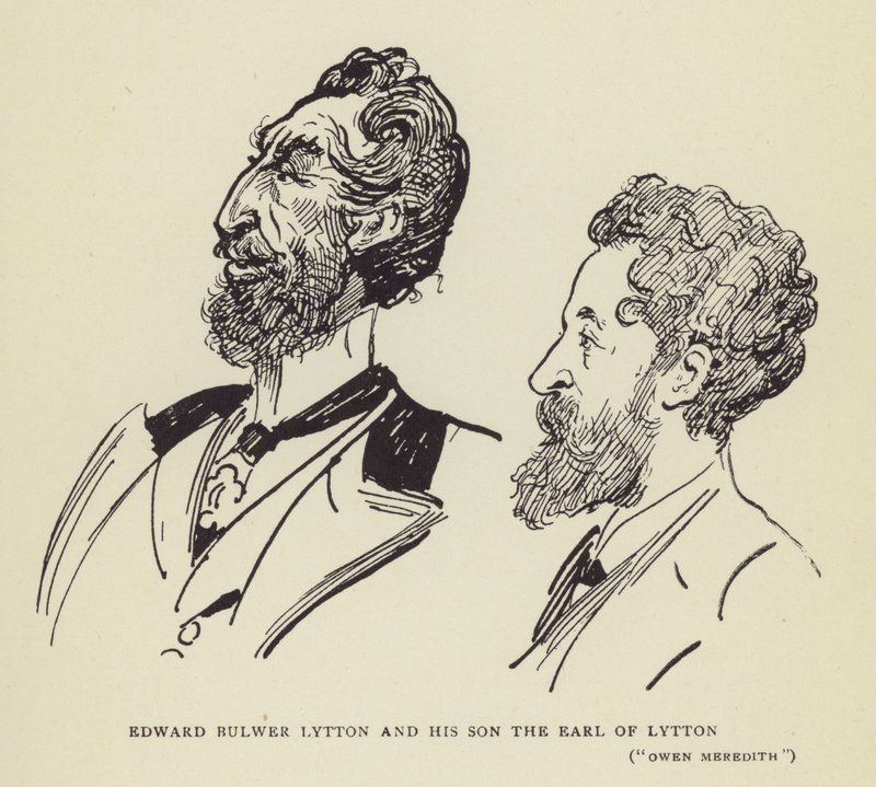Edward Bulwer Lytton e seu filho, o conde de Lytton, Owen Meredith de Harry Furniss