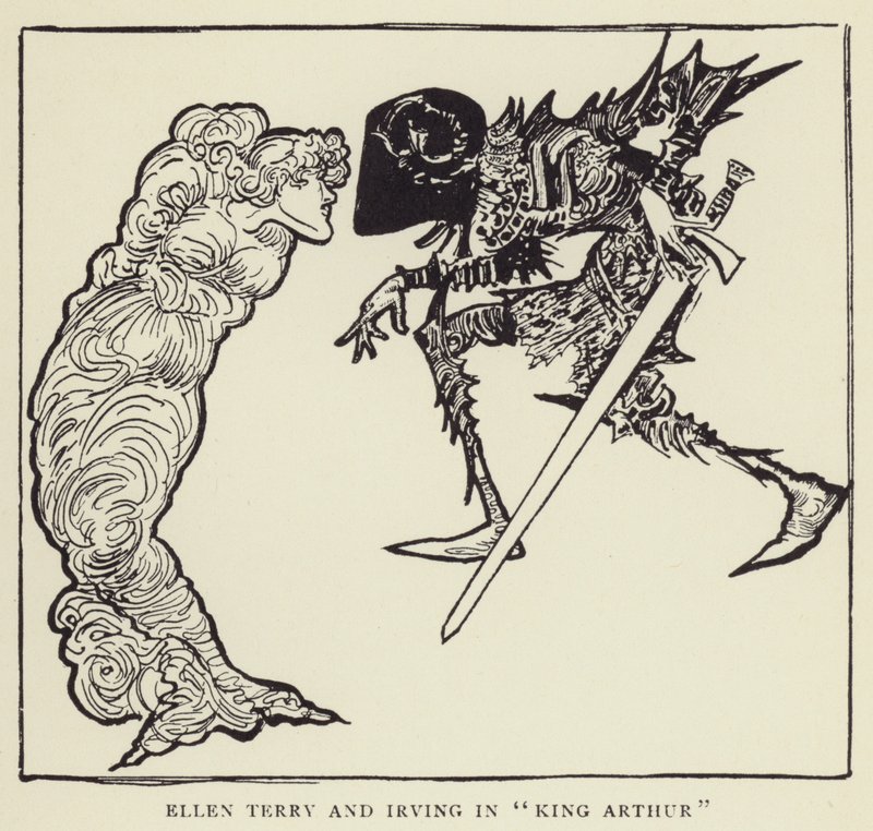 Ellen Terry e Irving no rei Arthur de Harry Furniss