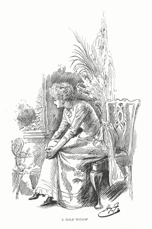 Golfe: Uma viúva do golfe (litho) de Harry Furniss