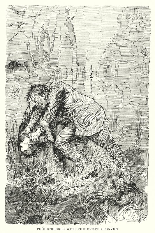 Ilustração para Grandes Expectativas de Charles Dickens (litho) de Harry Furniss