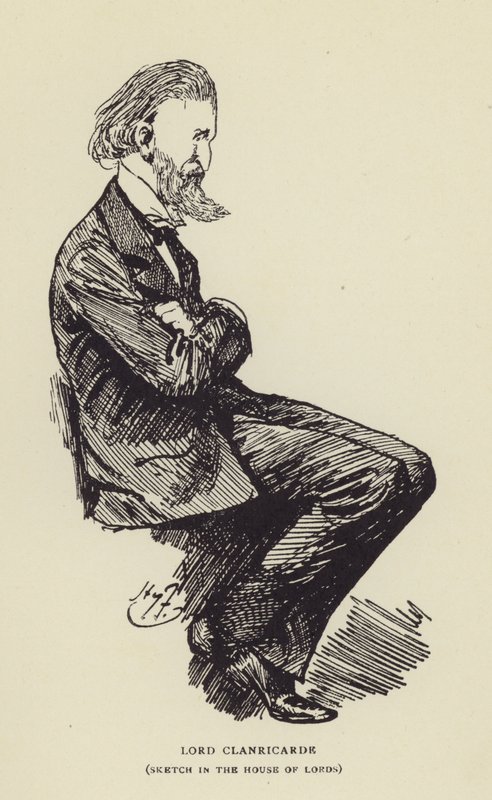 Lord Clanricarde, esboço na Câmara dos Lordes de Harry Furniss