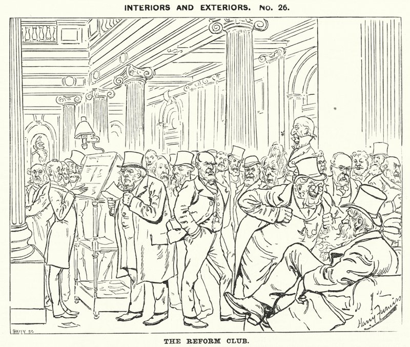 Soco cartoon: O Reform Club (gravura) de Harry Furniss