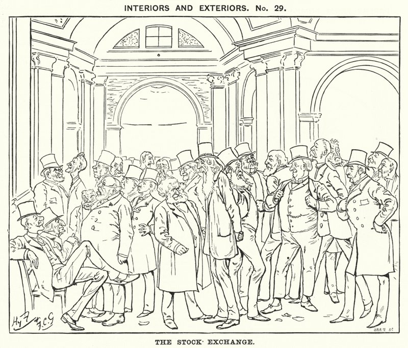 Soco cartoon: A Bolsa de Valores (gravura) de Harry Furniss