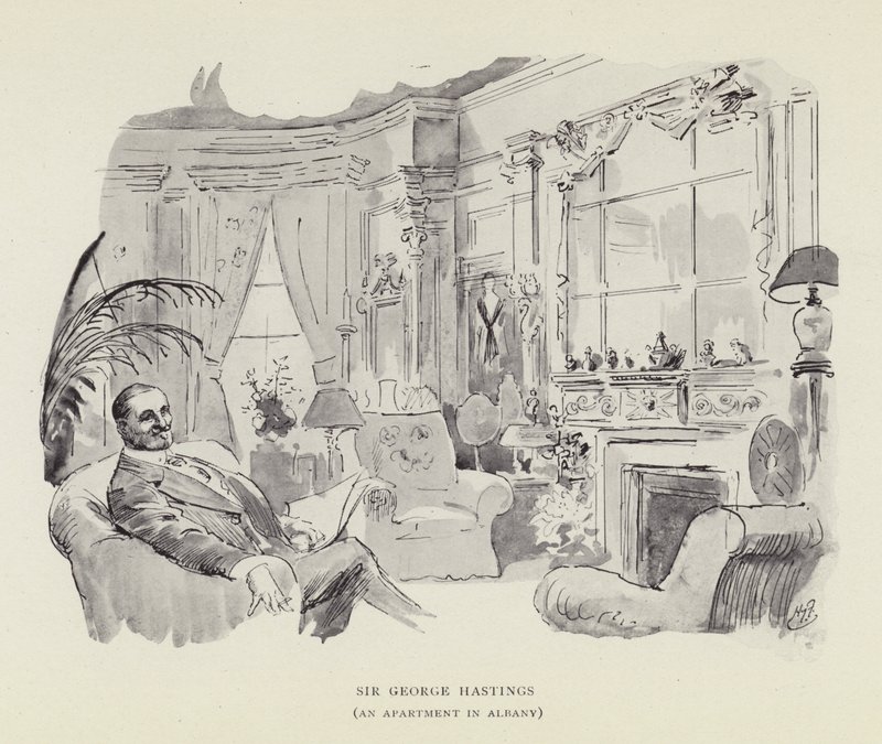 Sir George Hastings, um apartamento em Albany de Harry Furniss