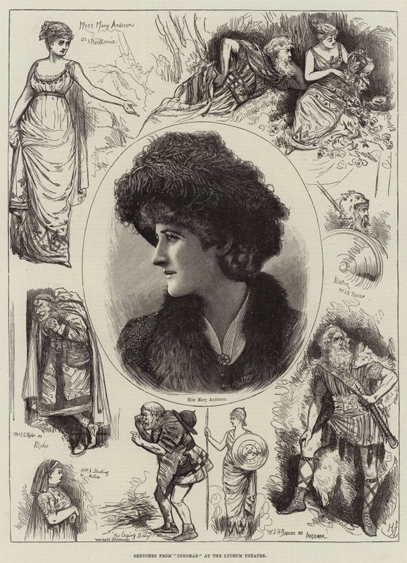 Esboços de Ingomar no Lyceum Theatre de Harry Furniss