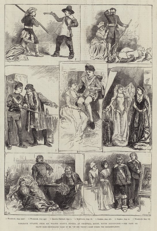 Tableaux Vivants de Novelas de Sir Walter Scott, em Cromwell House, South Kensington de Harry Furniss