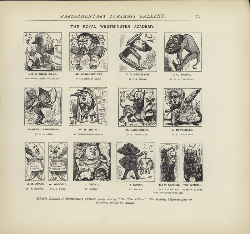 A Academia Real Westminster - imaginando como os políticos poderiam pintar uns aos outros (litho) de Harry Furniss