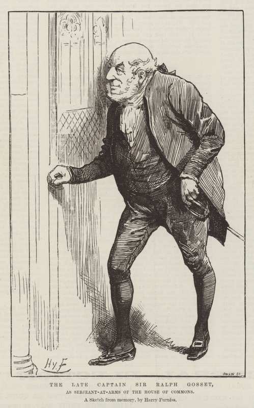 O falecido Capitão Sir Ralph Gosset, como Sargento-de-Armas da Câmara dos Comuns de Harry Furniss