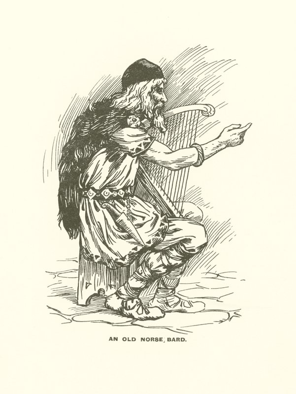 Um bardo nórdico antigo (gravura) de Harry George Theaker