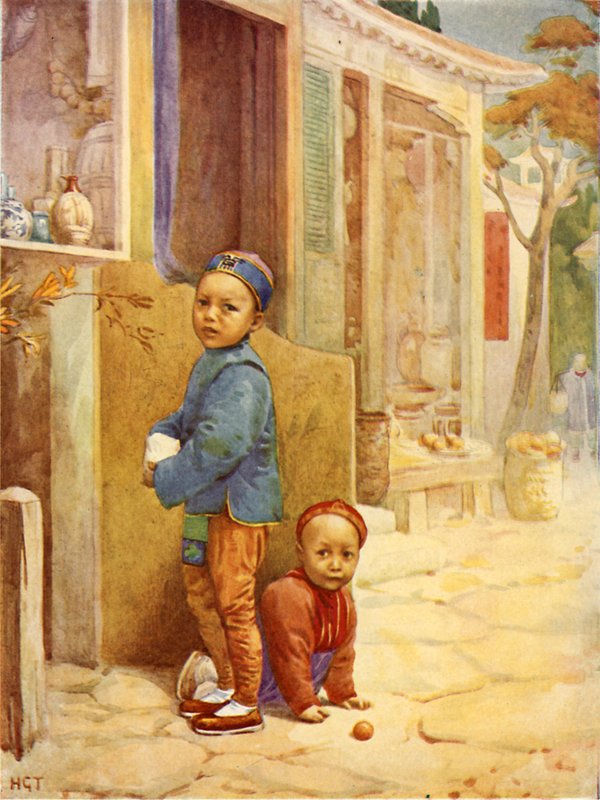 Rapazes chineses (litografia a cores) de Harry George Theaker
