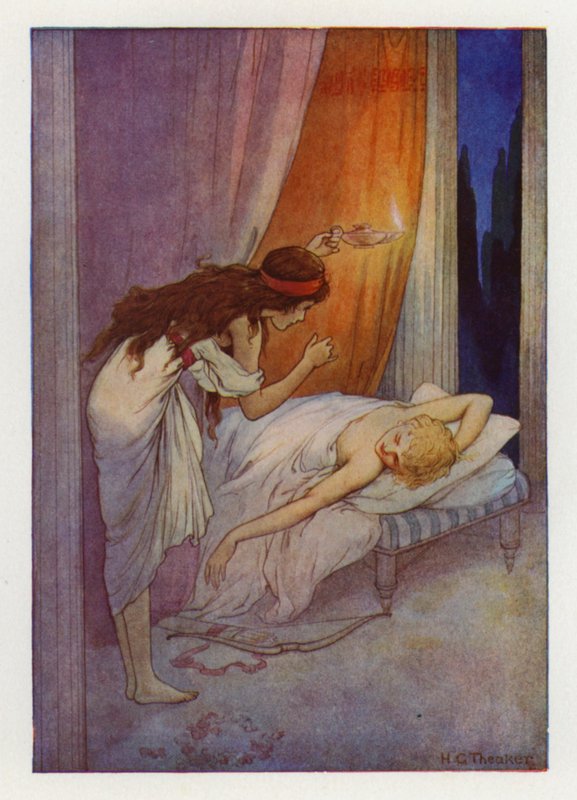 Cupido, como leep (litografia a cores) de Harry George Theaker