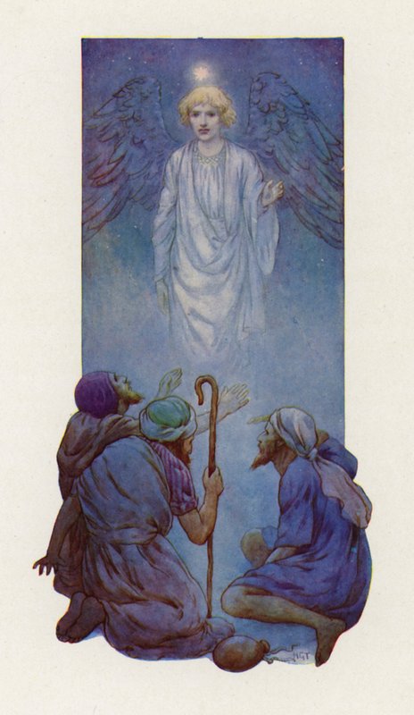 "Não temas", disse o anjo (litografia a cores) de Harry George Theaker