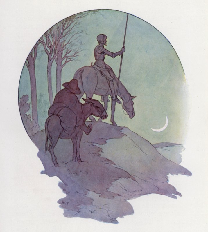 Ilustração para Dom Quixote (litografia a cores) de Harry George Theaker