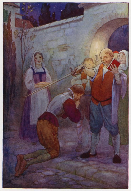 Ilustração para Dom Quixote (litografia a cores) de Harry George Theaker