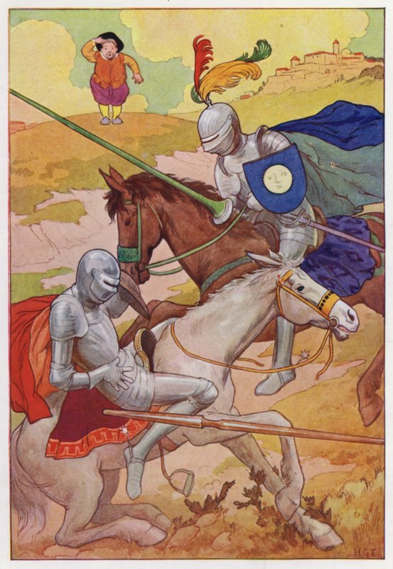 Ilustração para Dom Quixote (litografia a cores) de Harry George Theaker