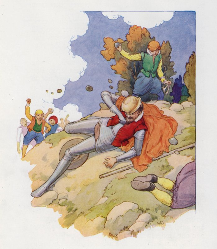 Ilustração para Dom Quixote (litografia a cores) de Harry George Theaker