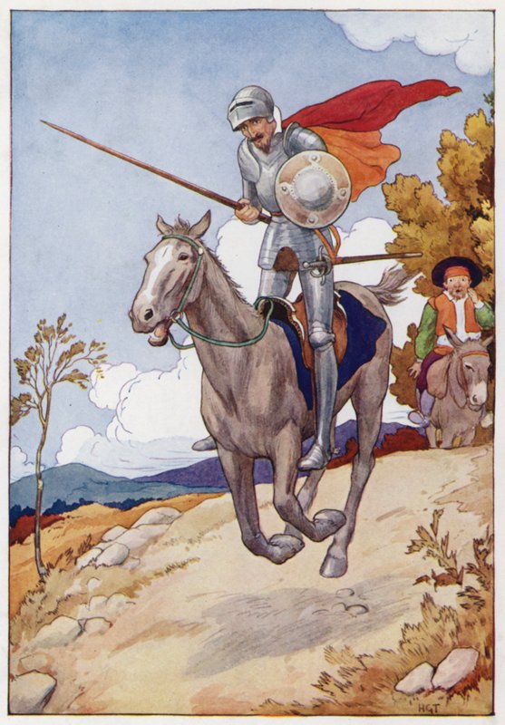 Ilustração para Dom Quixote (litografia a cores) de Harry George Theaker