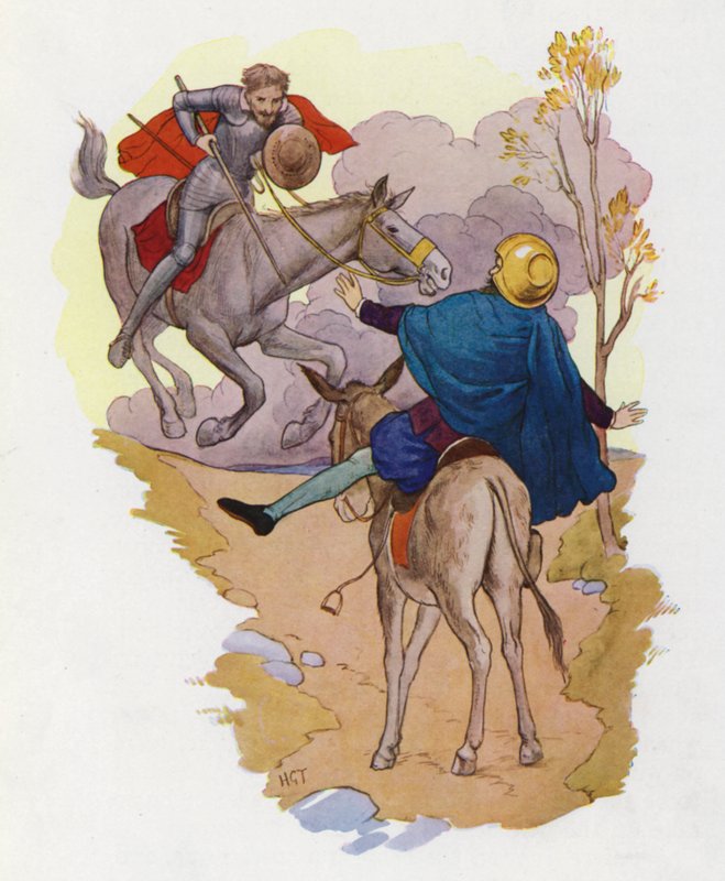 Ilustração para Dom Quixote (litografia a cores) de Harry George Theaker