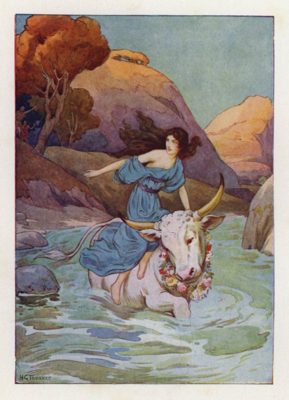 Júpiter mergulhou no oceano, e nadou para longe (litografia a cores) de Harry George Theaker