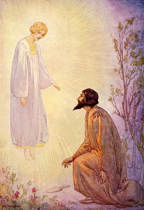 José visitado por um belo espírito (litografia a cores) de Harry George Theaker