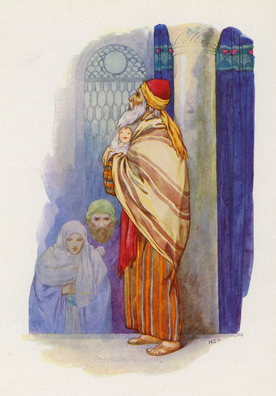"Senhor, deixai agora partir em paz o Vosso servo" (litografia a cores) de Harry George Theaker