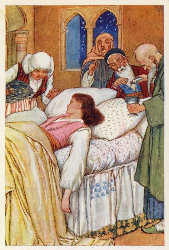 A princesa Aldegonda e os seus médicos (litografia a cores) de Harry George Theaker