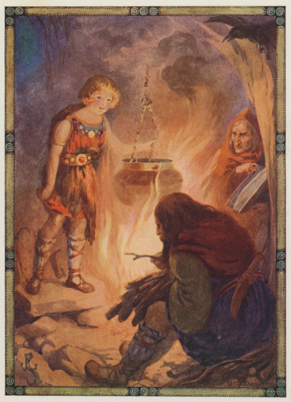 "Ela encontrou tudo como deveria ser", Taliesin (litografia a cores) de Harry George Theaker