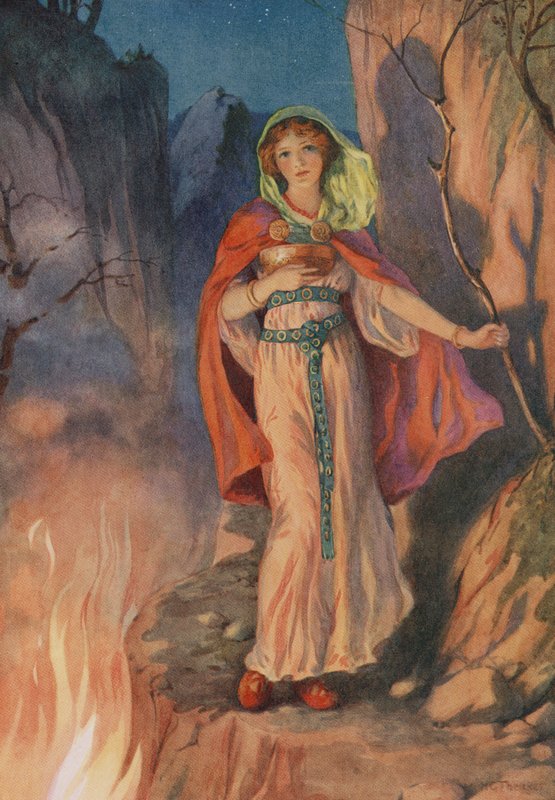 Sigyn, de "The Doom of Loki and his Children" (litografia a cores) de Harry George Theaker