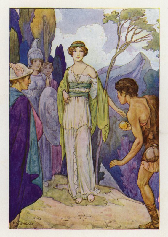 O Julgamento de Paris (litografia a cores) de Harry George Theaker