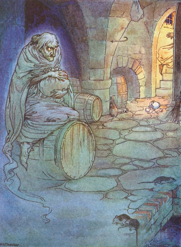 O velho vestido de cinzento, uma lenda de Dover (litografia a cores) de Harry George Theaker