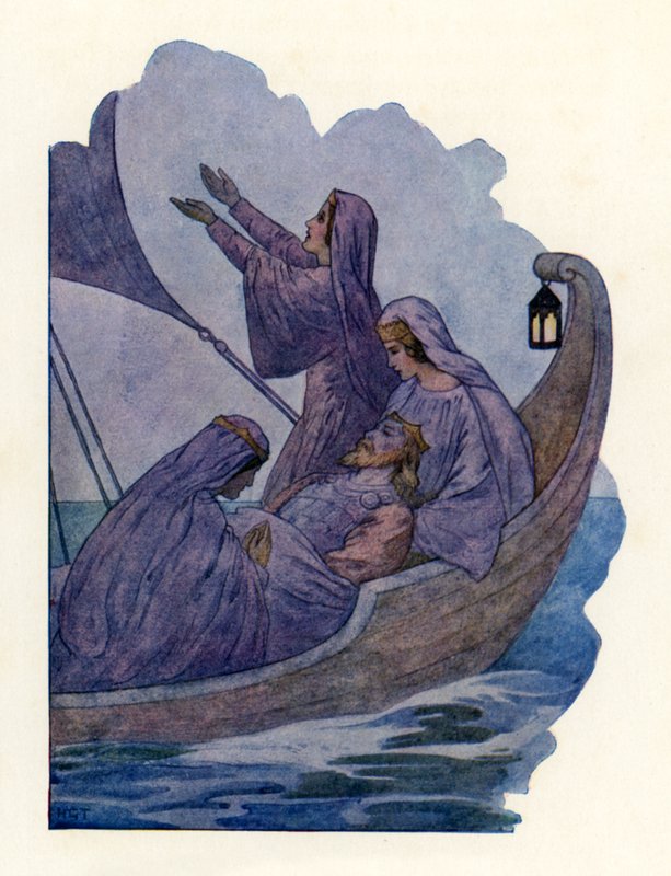 A Passagem do Rei Artur (litografia a cores) de Harry George Theaker