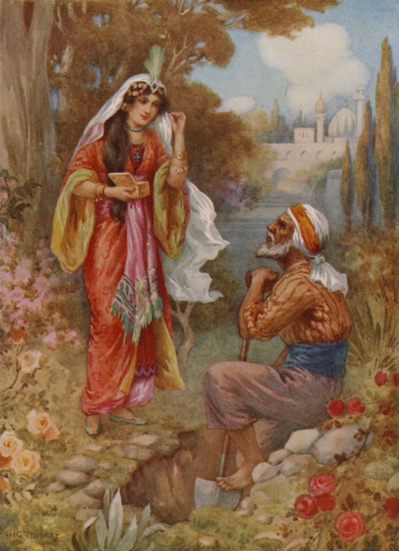 A Princesa e as Pérolas (litografia a cores) de Harry George Theaker