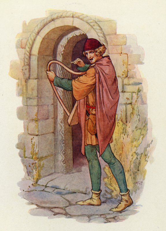 A fama de Robin dos Bosques espalhou-se por todos os condados do Midland, até mesmo em Londres, e as baladas sobre os seus feitos começaram a ser cantadas (litografia a cores) de Harry George Theaker