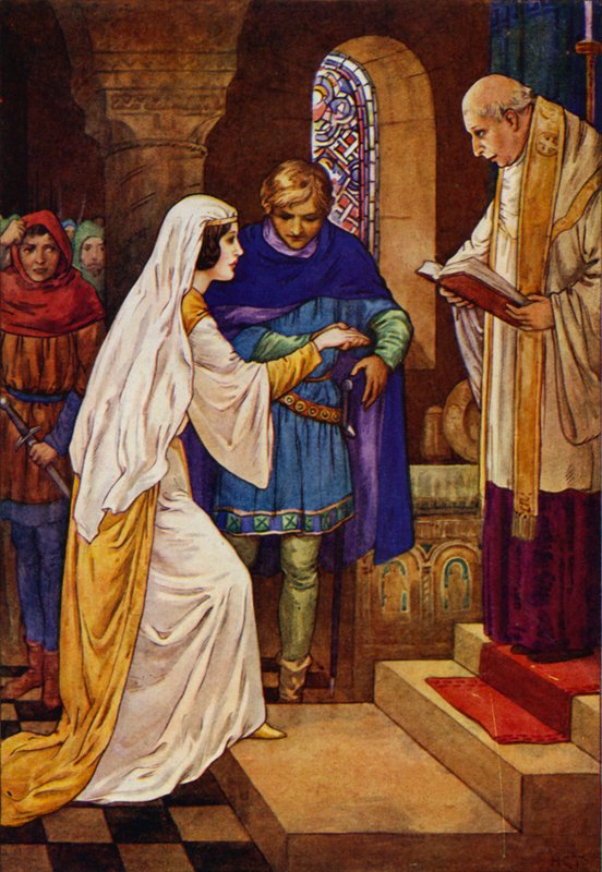 Depois o padre casou-os (litografia a cores) de Harry George Theaker