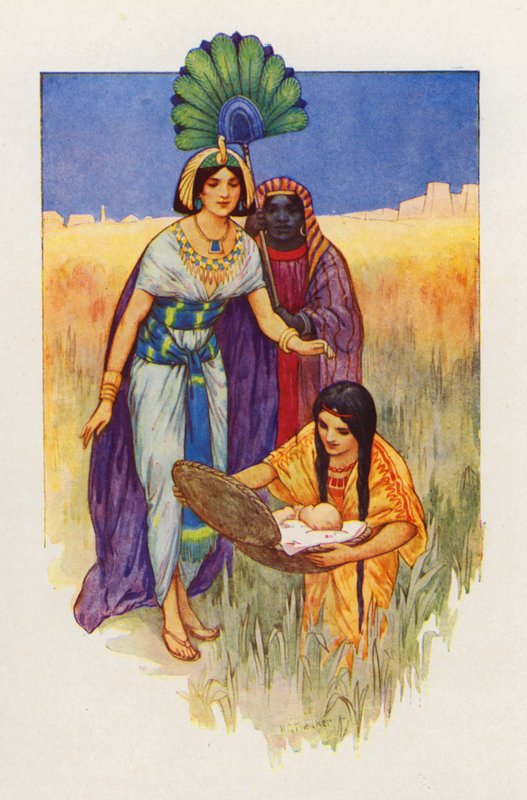 Quando o cesto foi trazido, o bebé acordou (litografia a cores) de Harry George Theaker