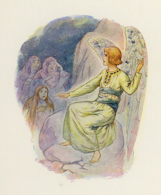 "Porque procurais os vivos entre os mortos" (litografia a cores) de Harry George Theaker