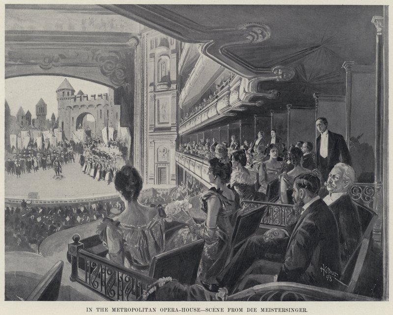 Na Opera-House Metropolitana, Cena de Die Meistersinger (litho) de Harry Grant Dart