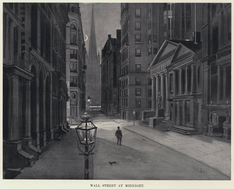 Wall Street à Meia-Noite (litho) de Harry Grant Dart